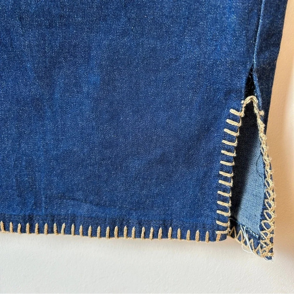 Vintage Y2K stretch dark wash denim pencil / midi skirt - Picture 2 of 5